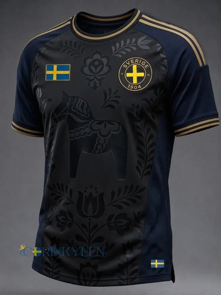Herrtröja med tryck: Svensk fotbollslärd 2026 - svart / S