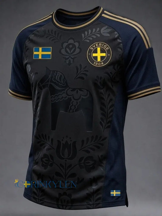 Herrtröja med tryck: Svensk fotbollslärd 2026 - svart / S