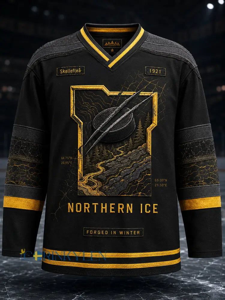 Herrtröja med v-ringning och långa ärmar från Skellefteå AIK tryckt design - svart / S