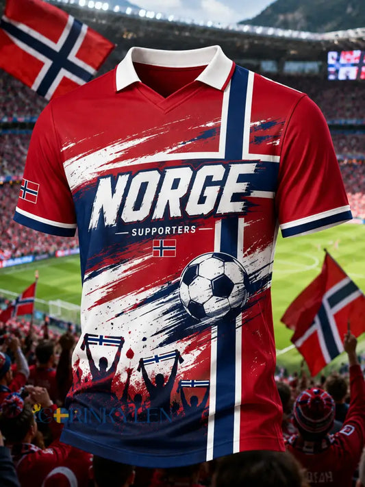Herrtröja med V-ringning och norsk fotbollskultur- och konsttryck - A / S