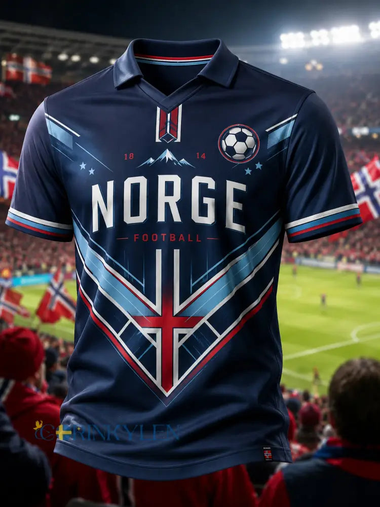 Herrtröja med V-ringning och norsk fotbollskultur- och konsttryck - A / S
