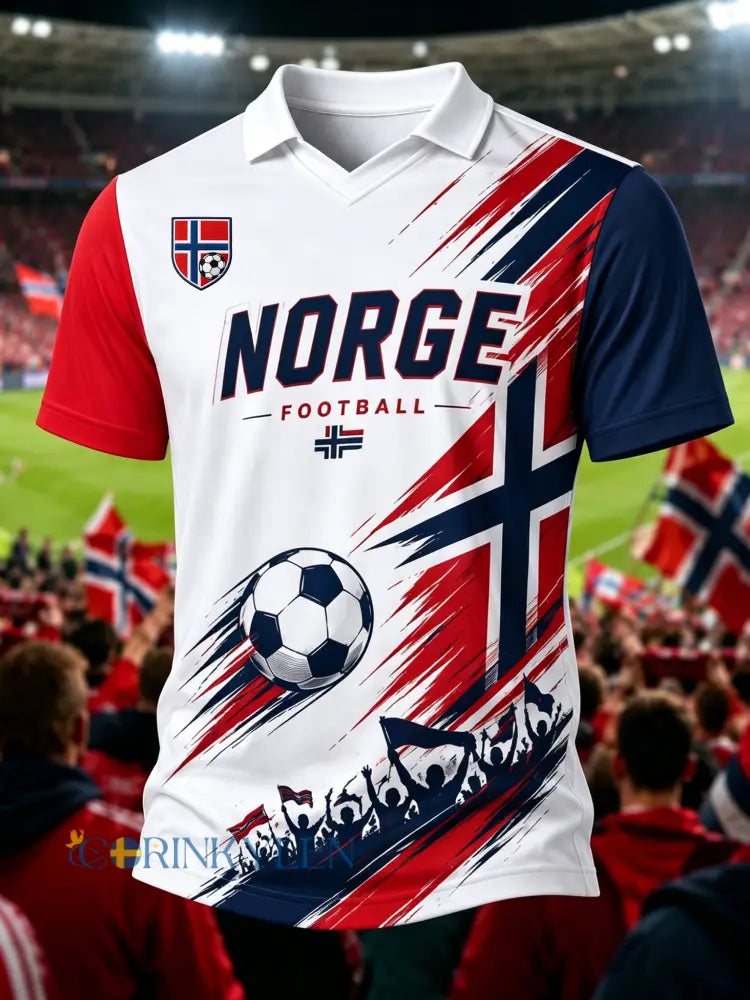 Herrtröja med V-ringning och norsk fotbollskultur- och konsttryck - A / S