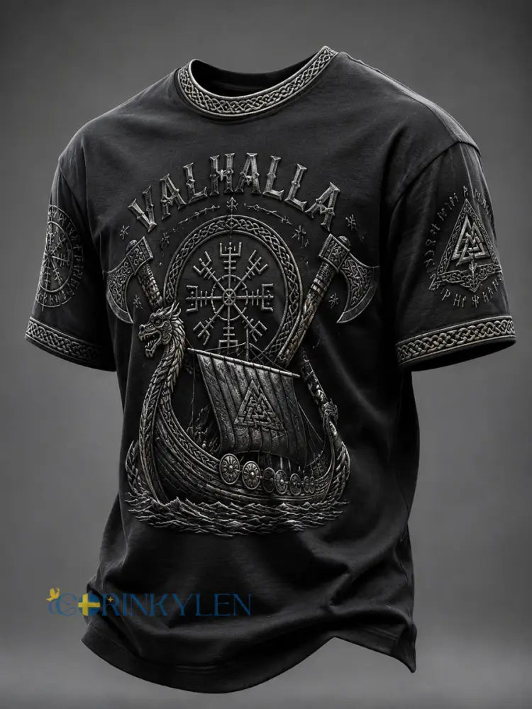 Herrtröja med Valhalla-print - svart / S