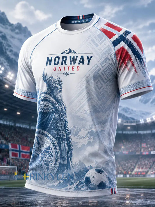 Herrtröja med vikinga- och fotbollsmotiv raglanmudd och korta ärmar - A / S