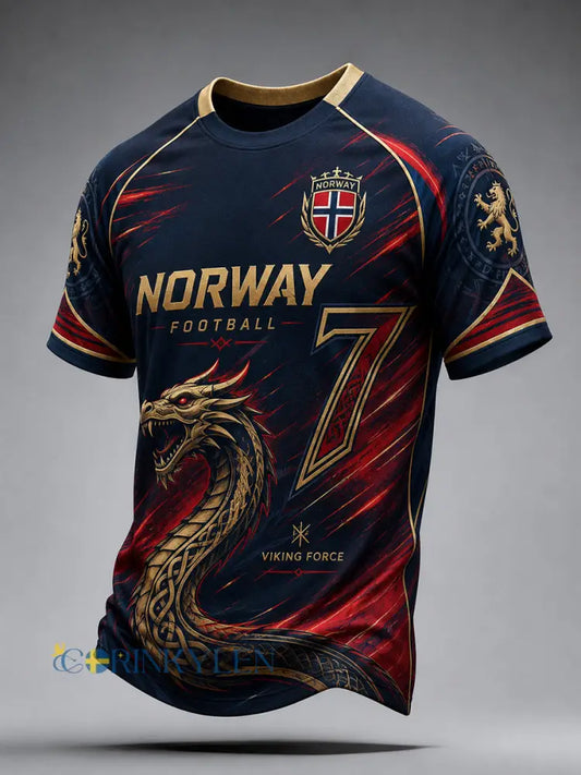 Herrtröja med vikingafotbollsmotiv raglanärmar och korta ärmar - A / S