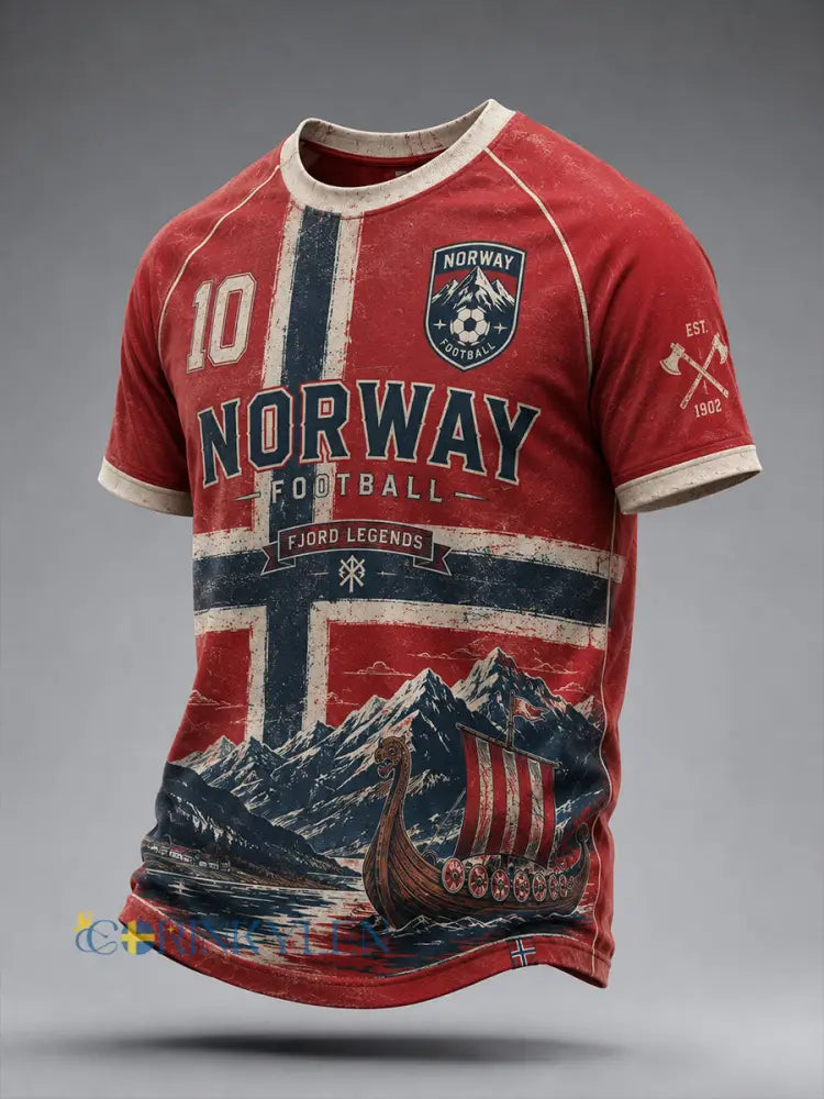 Herrtröja med vikingafotbollsmotiv raglanärmar och korta ärmar - A / S