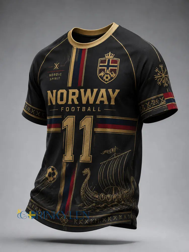 Herrtröja med vikingafotbollsmotiv raglanärmar och korta ärmar - A / S