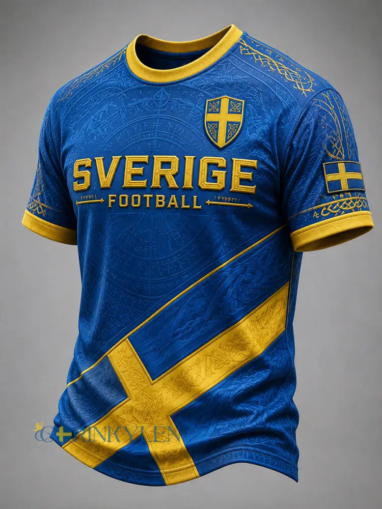 Herrtröja med vikingafotbollstryck och korta ärmar - A / S