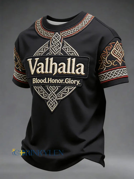 Herrtröja med vikingastil och Valhalla-motiv - svart / S