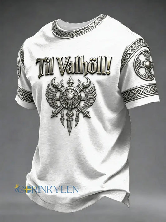 Herrtröja med vikingastil och Valhalla-motiv - vitt / S