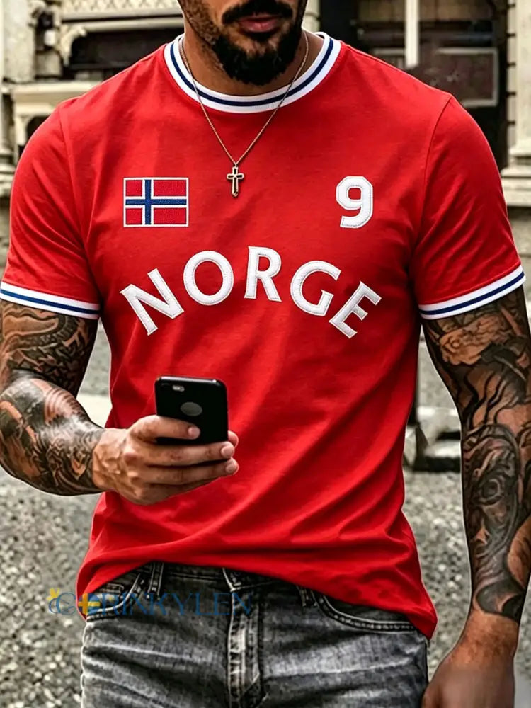 Herrtröja Norge - röd / S