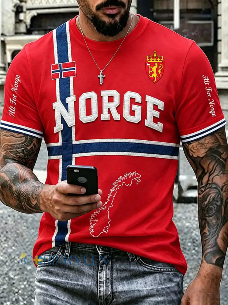 Herrtröja Norge - röd / S