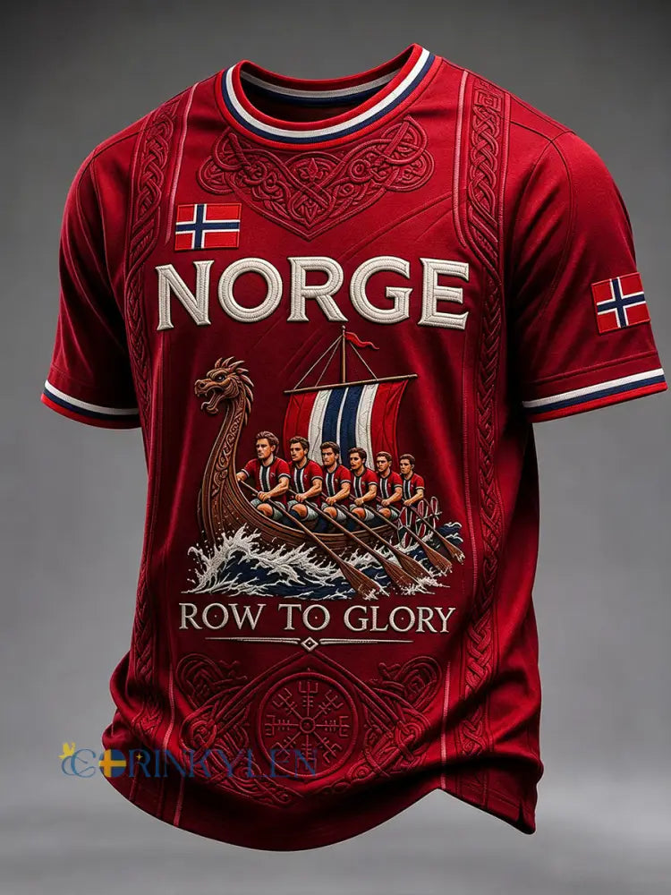 Herrtröja Norge Ror Dig Till Ära med korta ärmar - röd / S