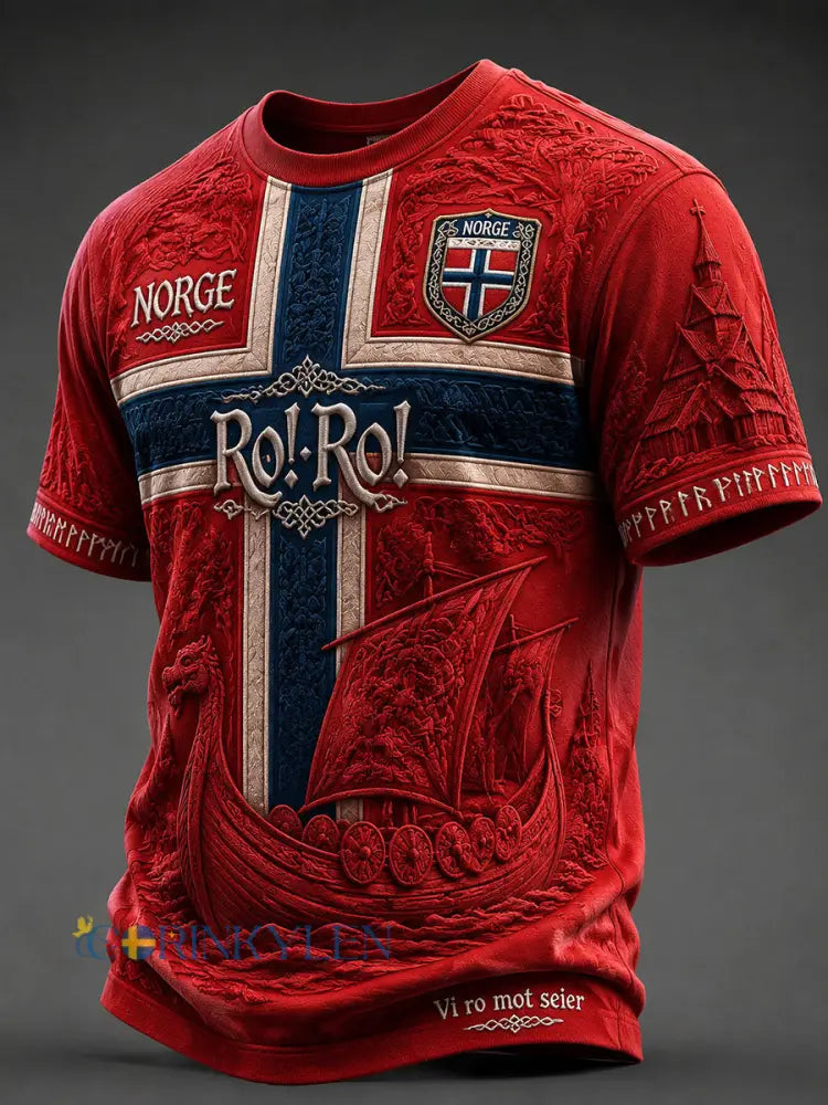 Herrtröjor med norskt tema - röd / S