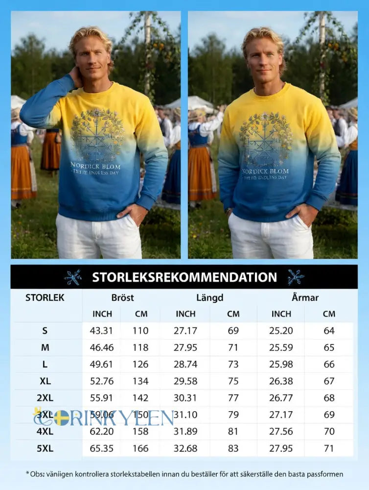 Herrvintage svensk midsommar vegvisir blomkrans långärmad sweatshirt