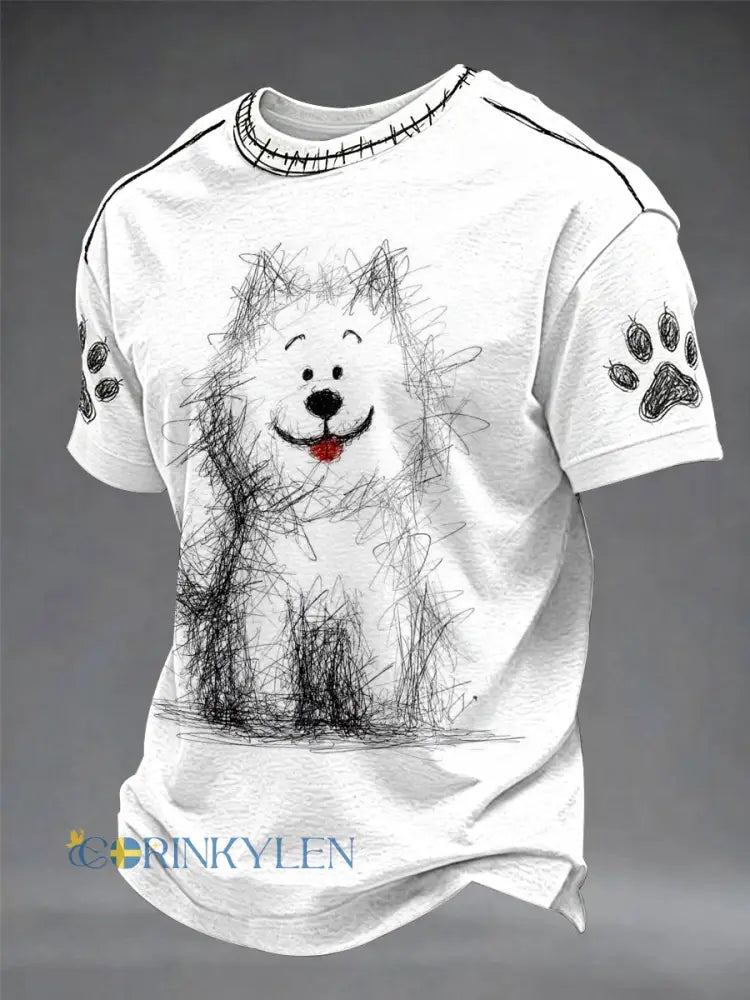Hund graffiti roligt avslappnad unisex T-shirt - vitt / S