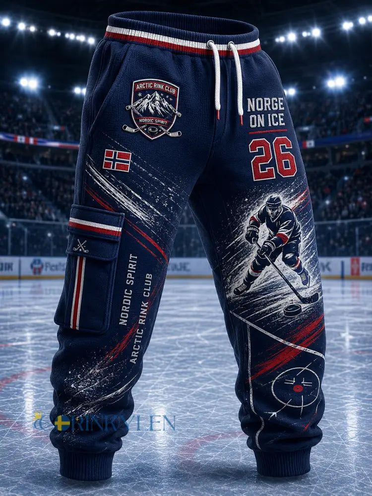 Idrottsbyxor med ishockeymotiv för män - A / S