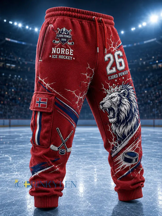 Idrottsbyxor med ishockeymotiv för män - A / S