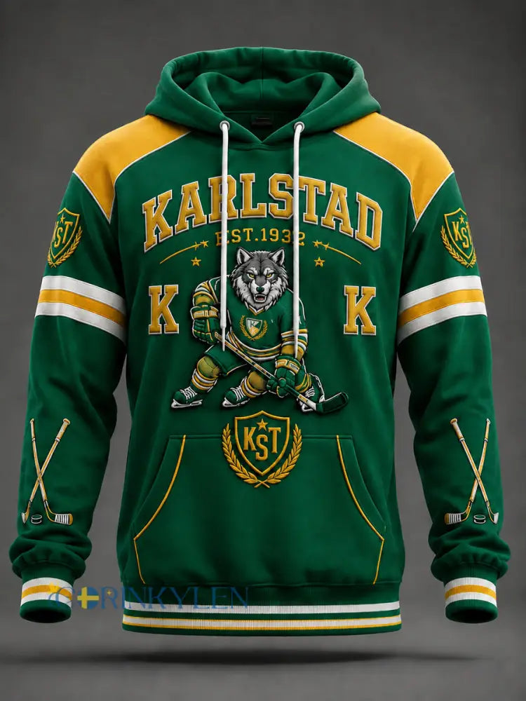 Karlstad Green & White Hockey Heritage Hoodiee - som bild / S