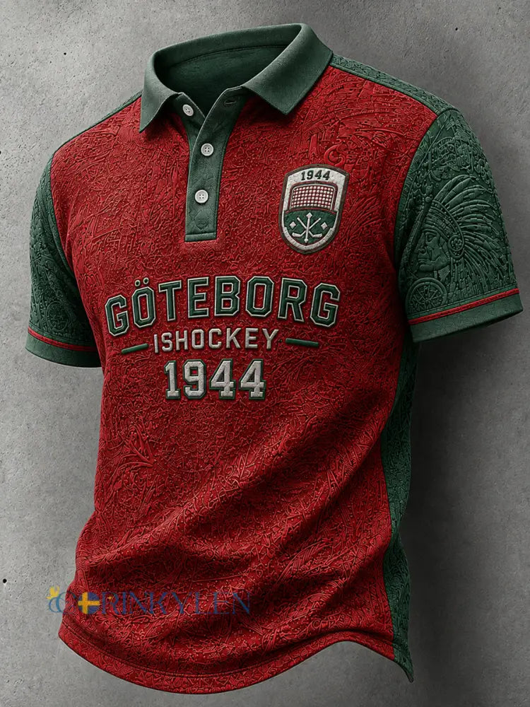Klassisk Göteborgshockey-tryckt avslappnad polo för entusiaster - som bild / S