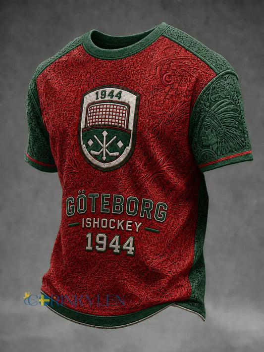 Klassisk Göteborgshockey-tryckt casual t-shirt för entusiaster - som bild / S