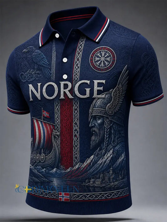 Klassisk polotröja inspirerad av den retroaktiga norska vikingandan - som bild / S