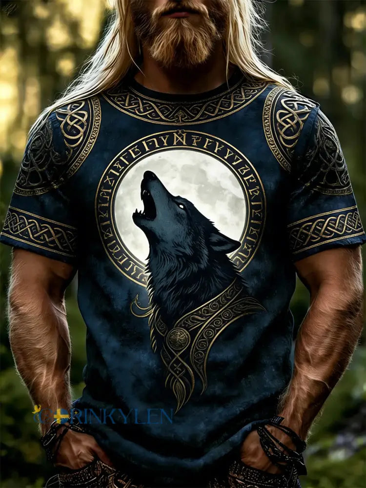 Kort ärm topp med vikinga-tema tryckt - A / S