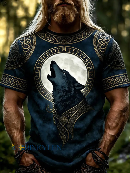 Kort ärm topp med vikinga-tema tryckt - A / S