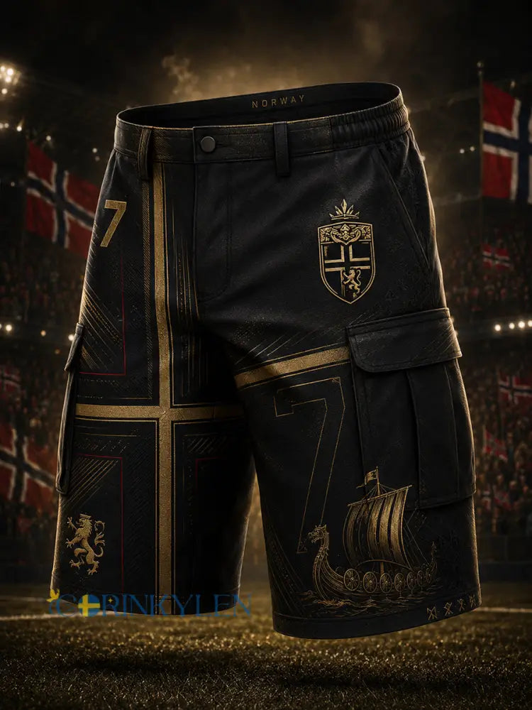 Korta lastbyxor med tryck på herrfotbollstema - A / S