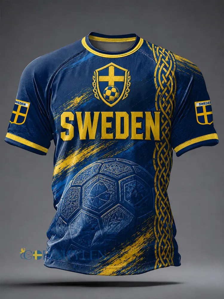 Kvartettmönstrad fotbollssjal för män vintagestil tryckt på en avslappnad t-shirt - A / S
