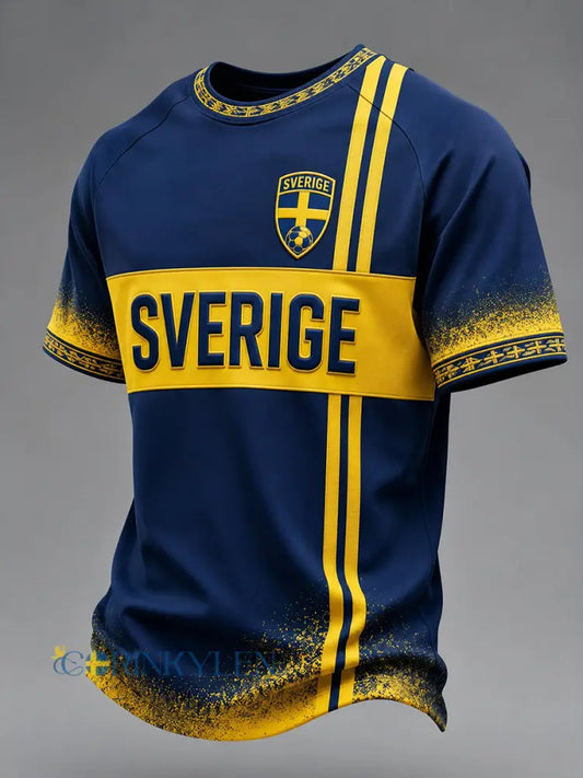 Kvartettmönstrad fotbollssjal för män vintagestil tryckt på en avslappnad t-shirt - A / S