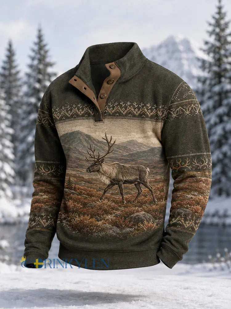 Kvinnlig avslappnad bekväm topp med vintagebild av nordiskt djur - A / S