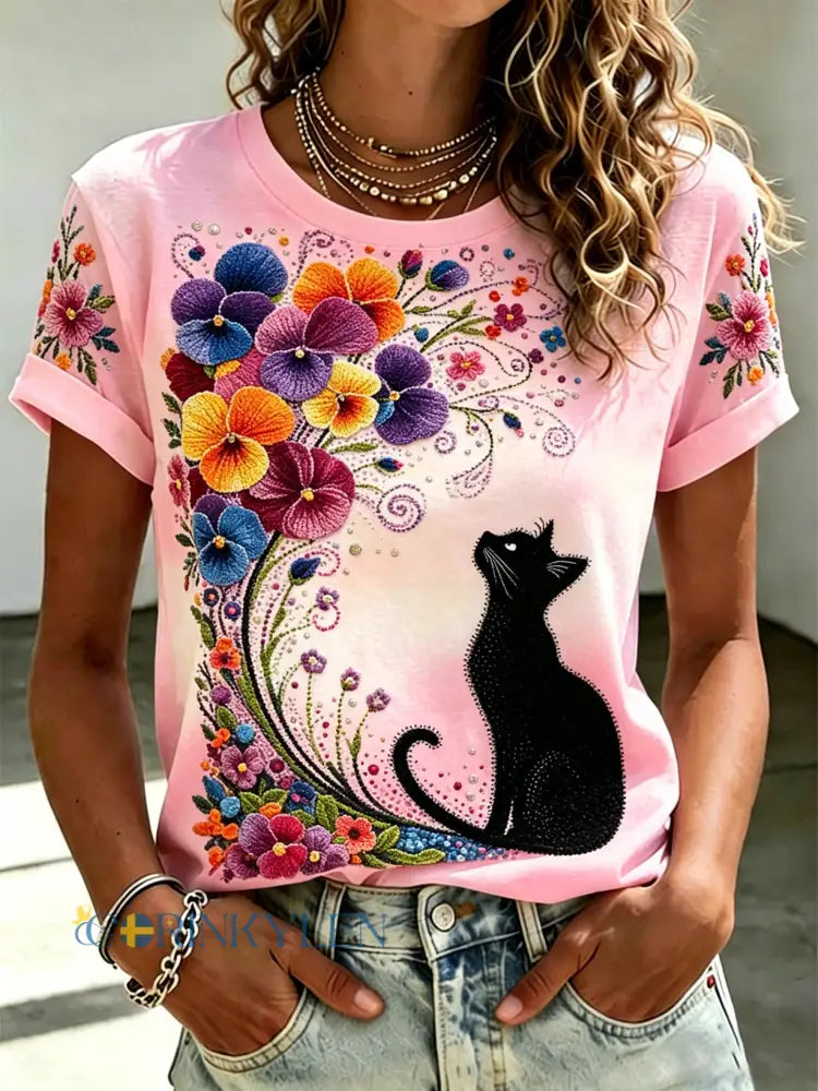 Kvinnlig ledig t-shirt med djurmotivsprint - A / S
