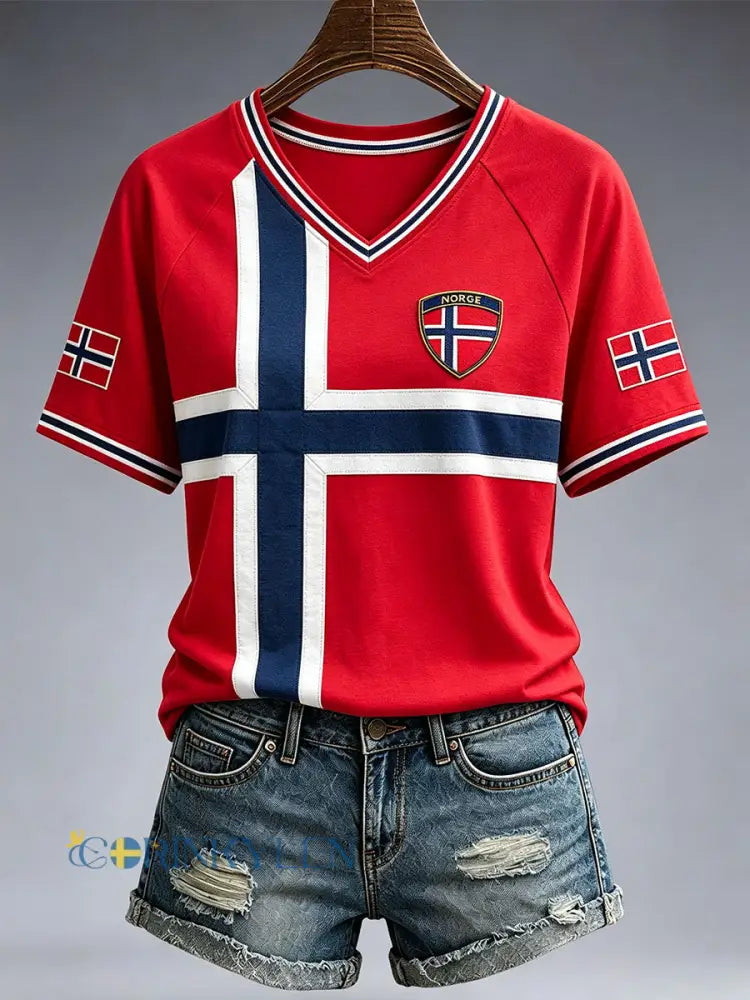 Kvinnlig Norge-T-shirt - som bild / S