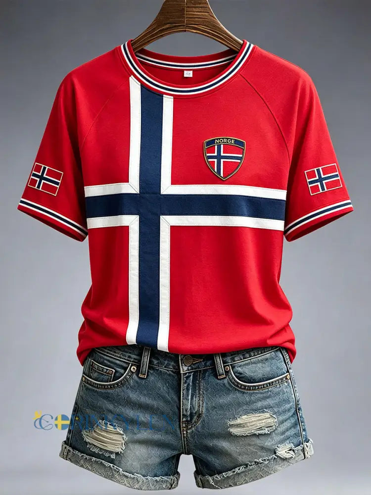 Kvinnlig Norge-T-shirt - som bild / S