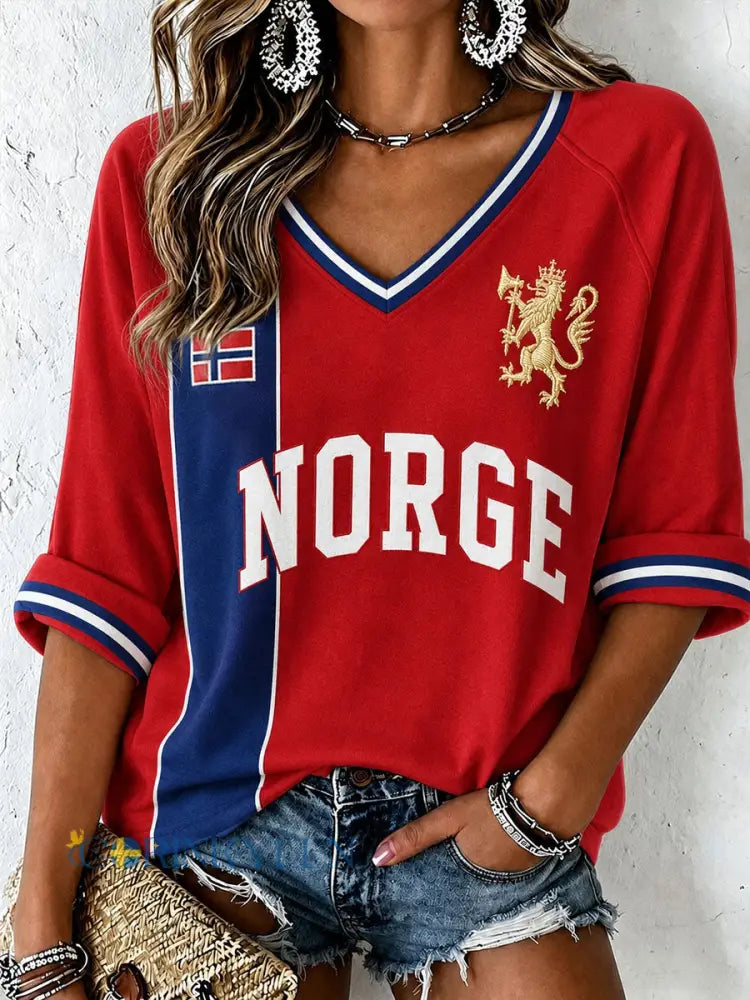 Kvinnlig Norge-T-shirt - som bild / S