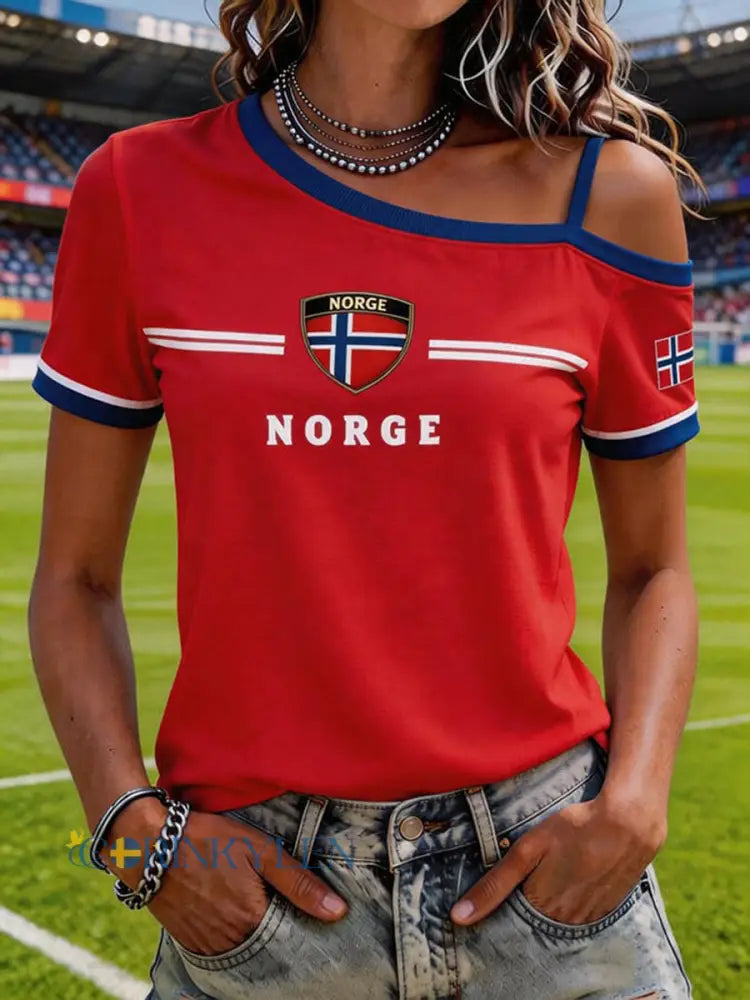 Kvinnlig Norge-T-shirt - som bild / S