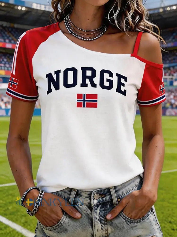Kvinnlig Norge-T-shirt - som bild / S