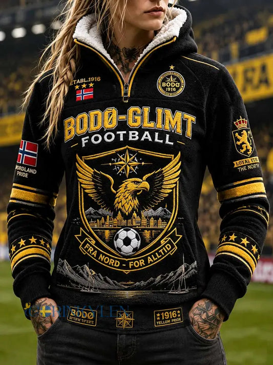 Kvinnor Bodø Glimt fotboll tryckt Hoodie Lag - som bild / S