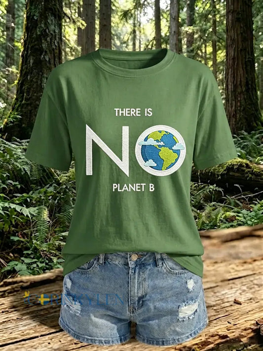Kvinnor finns ingen planet B kortärmad T-shirt - grönt / S