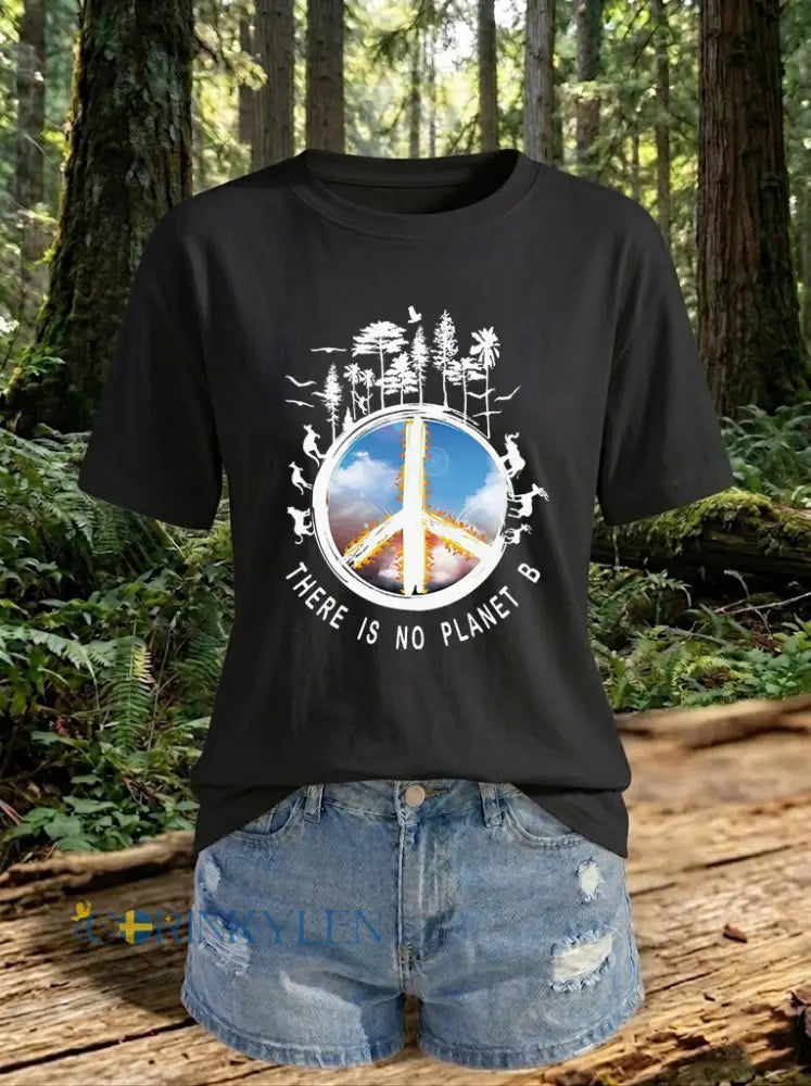 Kvinnor finns ingen planet B tryckt T-shirt - svart / S