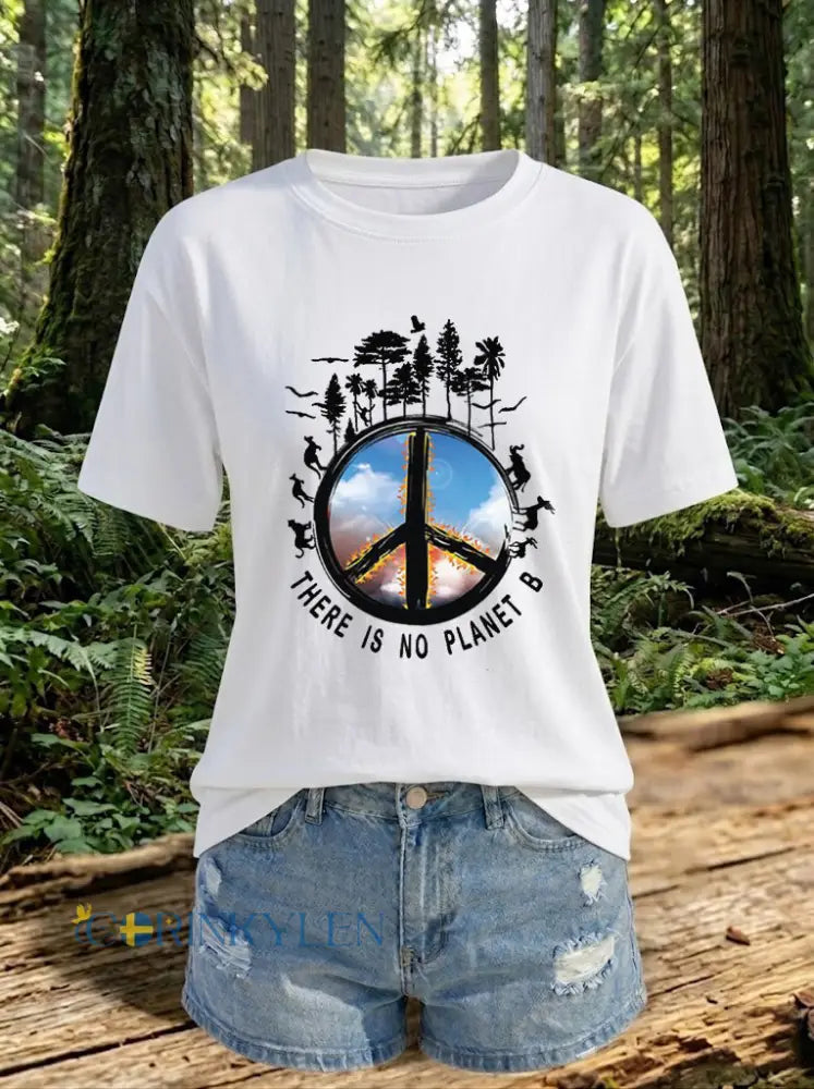 Kvinnor finns ingen planet B tryckt T-shirt - vit / S