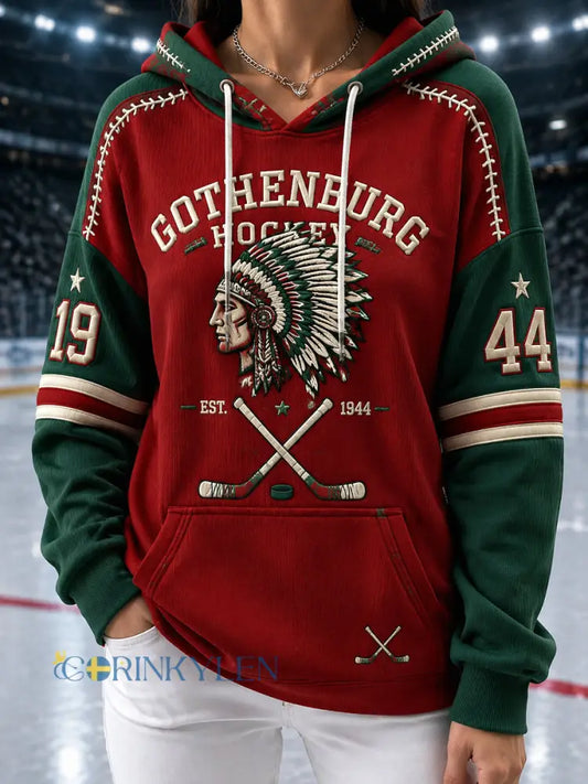 Kvinnor Göteborg Hockey Fan Casual Hoodie. - som bild / S