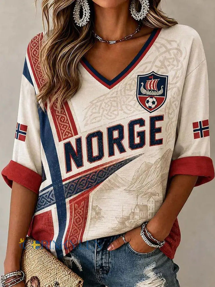 Kvinnorge V-hals T-shirt - som bild / S