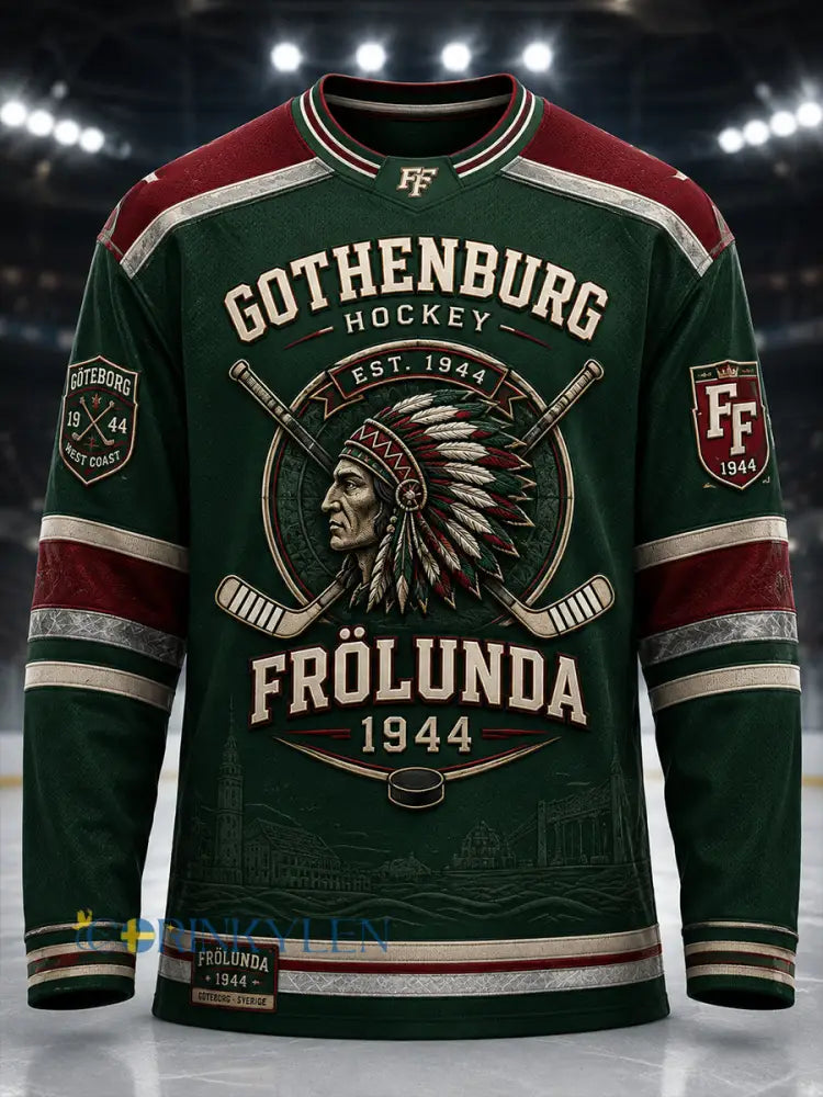 Kvinnors 1944 Göteborg Hockeyarv Våffelmönstrad T-shirt med lång ärm - A / S