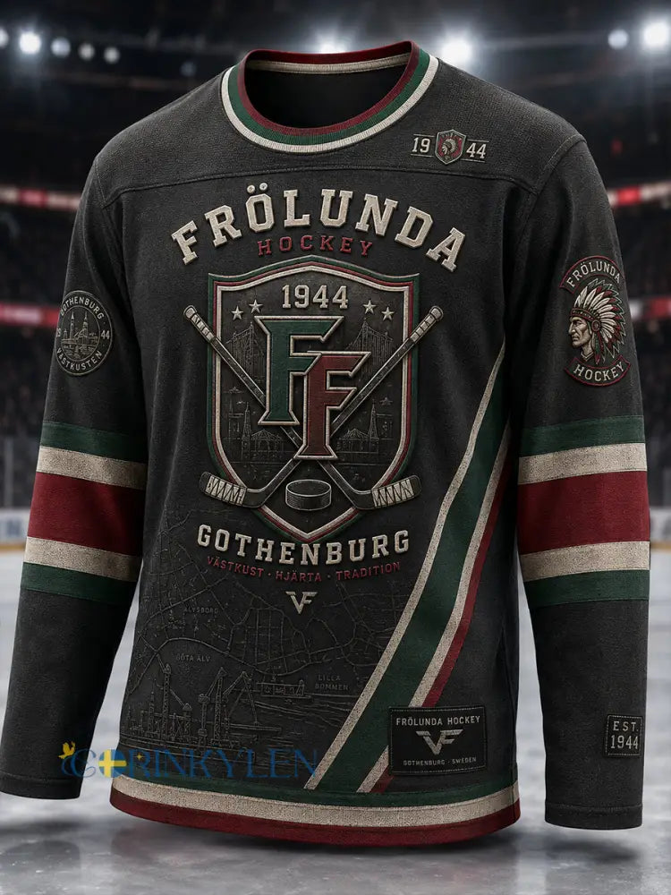Kvinnors 1944 Göteborg Hockeyarv Våffelmönstrad T-shirt med lång ärm - A / S