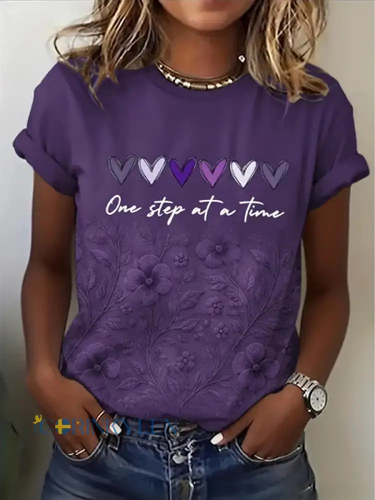 Kvinnors Alzheimers medvetenhet Skriv ut kortärmad T-shirt - mörkt / S