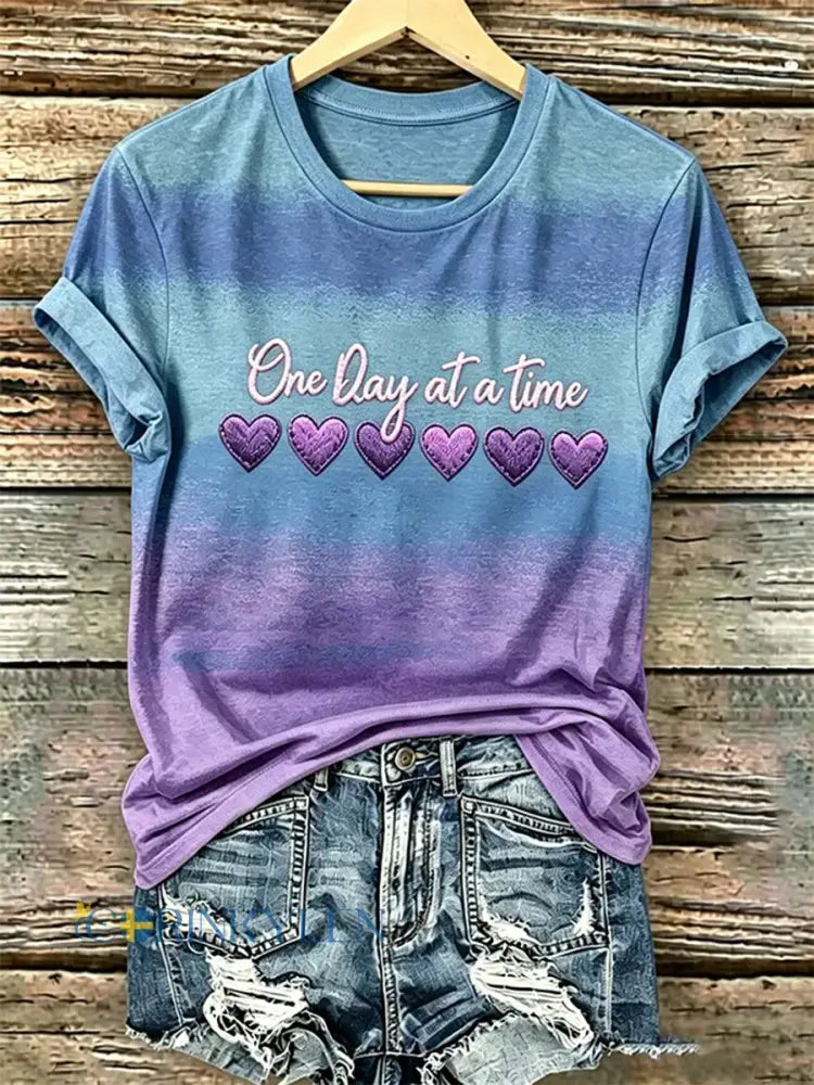 Kvinnors Alzheimers medvetenhet Stöd Print Tee - Bild 1 / S