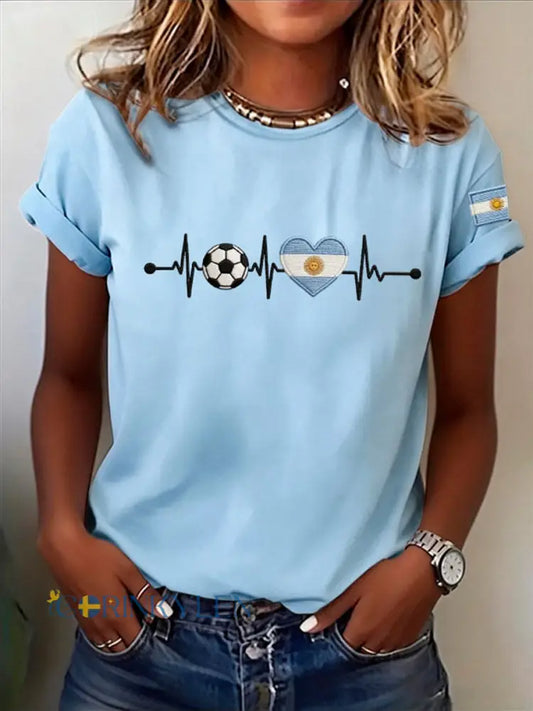 Kvinnors argentinska fotboll Kortarmad T-shirt - ljusblå / S