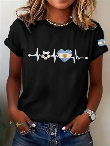 Kvinnors argentinska fotboll Kortarmad T-shirt - svart / S